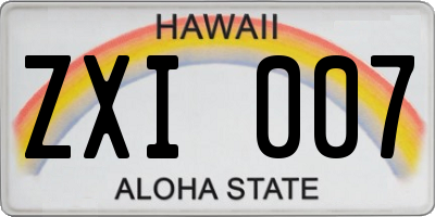 HI license plate ZXI007