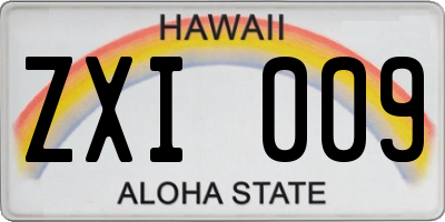 HI license plate ZXI009