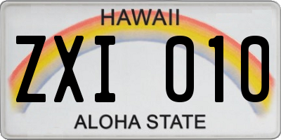 HI license plate ZXI010
