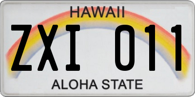 HI license plate ZXI011