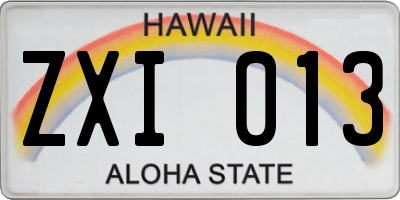 HI license plate ZXI013