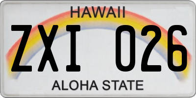 HI license plate ZXI026