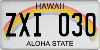 HI license plate ZXI030