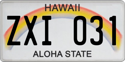 HI license plate ZXI031