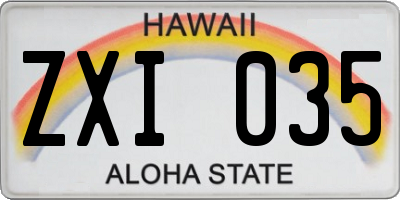 HI license plate ZXI035