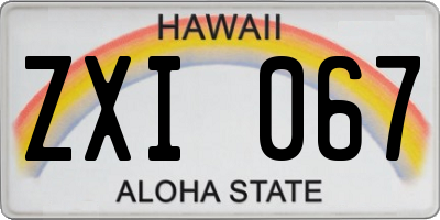 HI license plate ZXI067