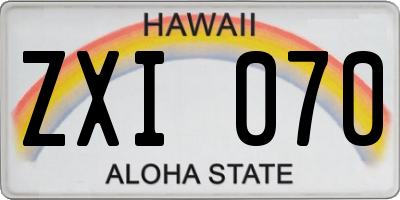 HI license plate ZXI070