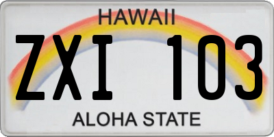 HI license plate ZXI103