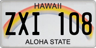 HI license plate ZXI108