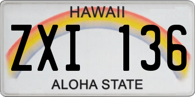 HI license plate ZXI136