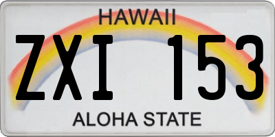 HI license plate ZXI153