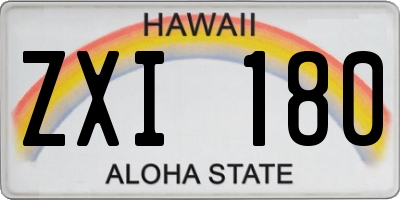 HI license plate ZXI180