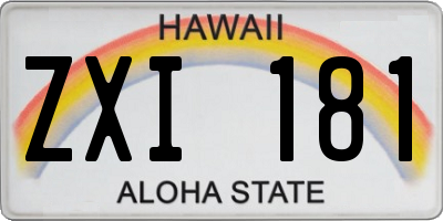 HI license plate ZXI181