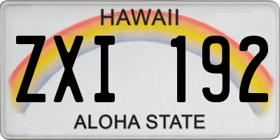HI license plate ZXI192