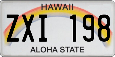 HI license plate ZXI198