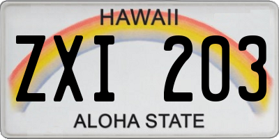 HI license plate ZXI203