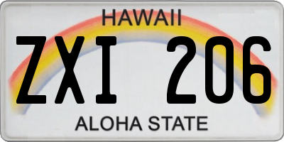 HI license plate ZXI206