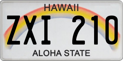 HI license plate ZXI210