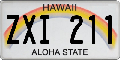 HI license plate ZXI211