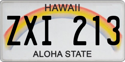 HI license plate ZXI213