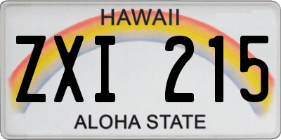 HI license plate ZXI215