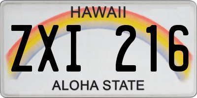 HI license plate ZXI216