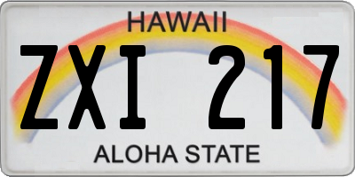 HI license plate ZXI217