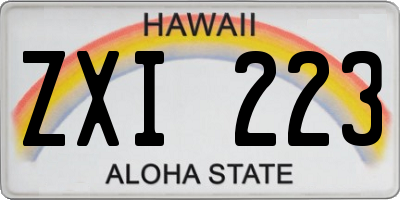 HI license plate ZXI223