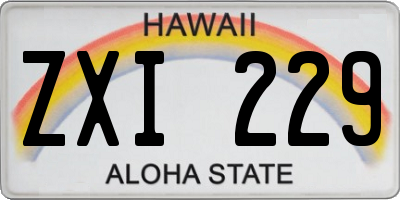 HI license plate ZXI229