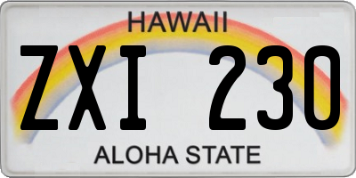 HI license plate ZXI230