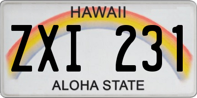 HI license plate ZXI231