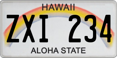 HI license plate ZXI234