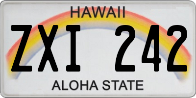 HI license plate ZXI242