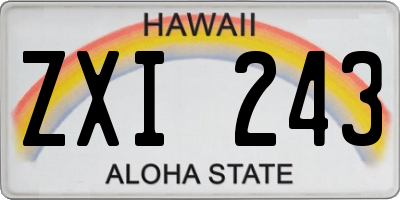 HI license plate ZXI243