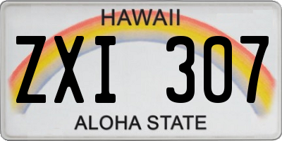 HI license plate ZXI307