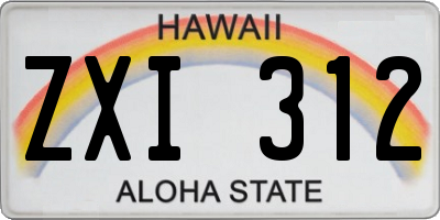 HI license plate ZXI312