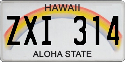 HI license plate ZXI314
