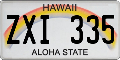 HI license plate ZXI335