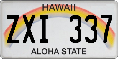 HI license plate ZXI337