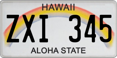 HI license plate ZXI345