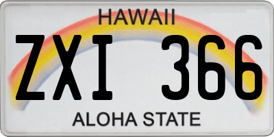 HI license plate ZXI366