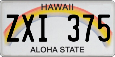 HI license plate ZXI375