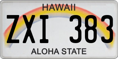 HI license plate ZXI383