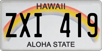 HI license plate ZXI419