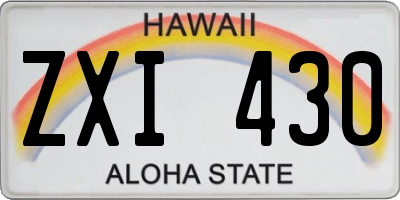 HI license plate ZXI430