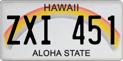 HI license plate ZXI451