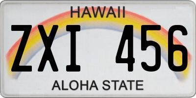 HI license plate ZXI456