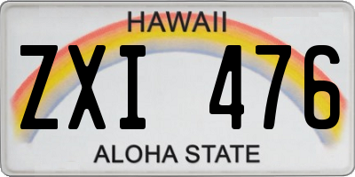 HI license plate ZXI476