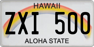 HI license plate ZXI500