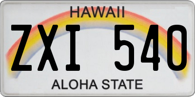 HI license plate ZXI540
